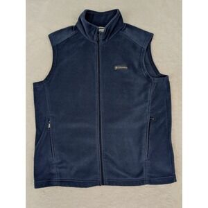 Columbia Fleece Full Zip Vest Men's Size L Blue Sweater Jacket Layer Outdoors